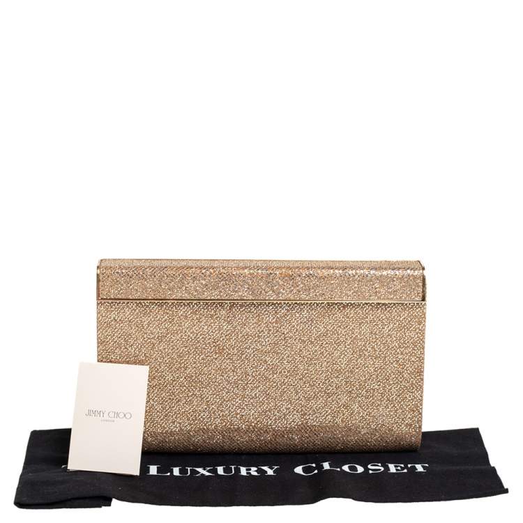 Pre Owned Jimmy Choo Gold Glitter Cayla Clutch