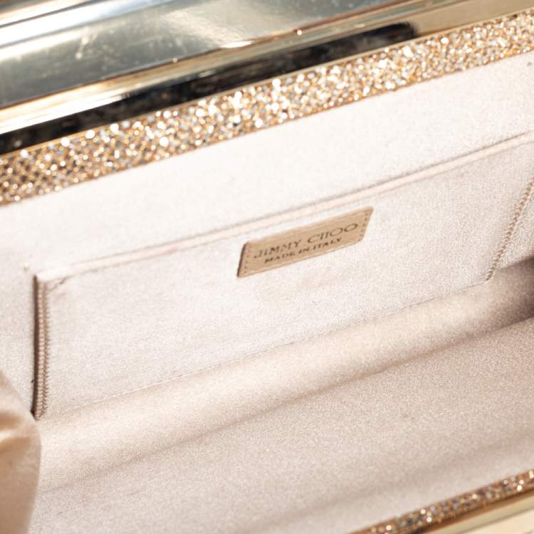 Pre Owned Jimmy Choo Gold Glitter Cayla Clutch