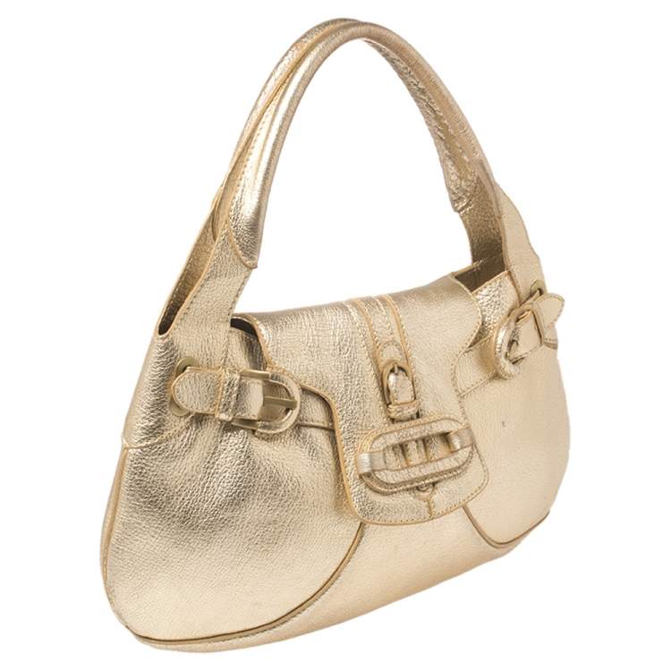 Pre Owned Jimmy Choo Gold Leather  Talia Hobo