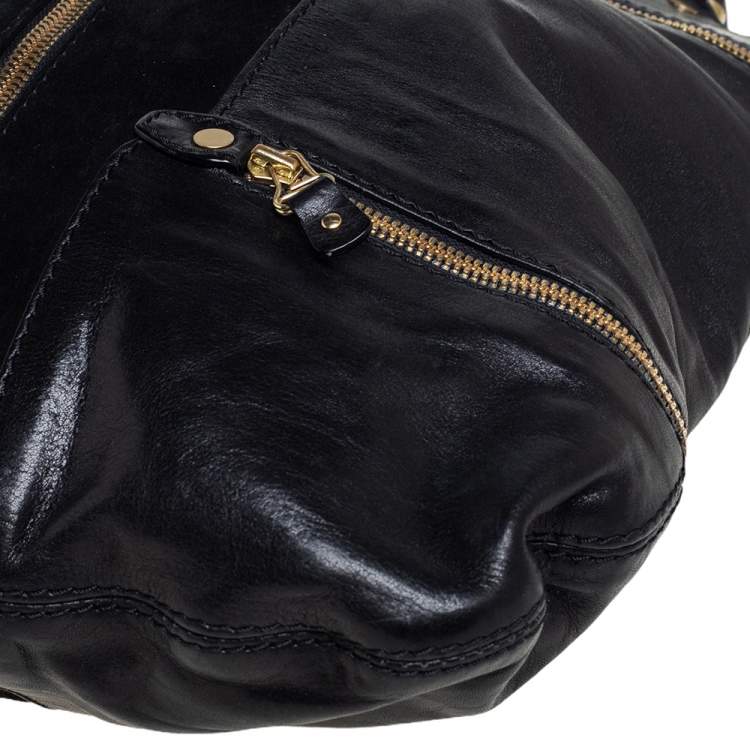 Pre Owned Jimmy Choo Black Leather and Suede Large Mona Tote