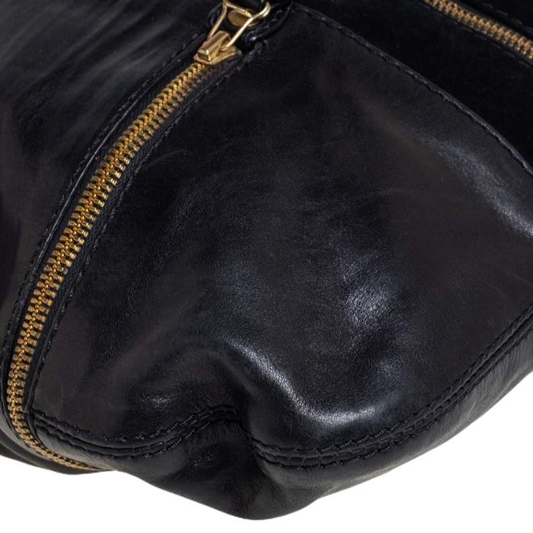 Pre Owned Jimmy Choo Black Leather and Suede Large Mona Tote