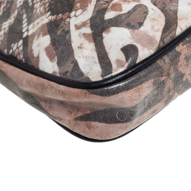 Pre Owned Jimmy Choo Tri Color Python Print Patent Leather Derek Clutch