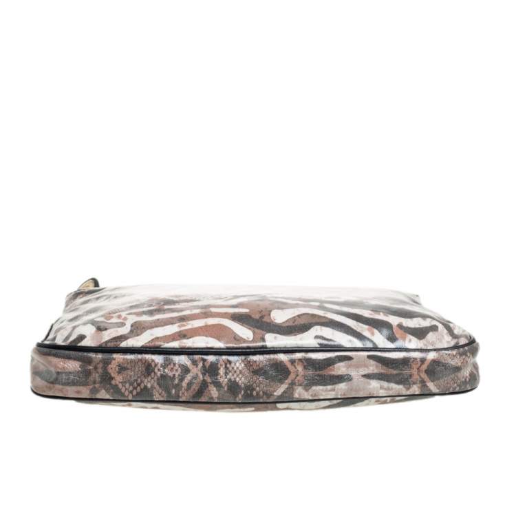 Pre Owned Jimmy Choo Tri Color Python Print Patent Leather Derek Clutch