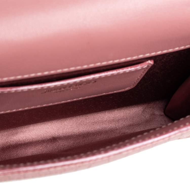 مملوكة مسبقًا Jimmy Choo Pink Croc Embossed Leather Varenne Chain Clutch
