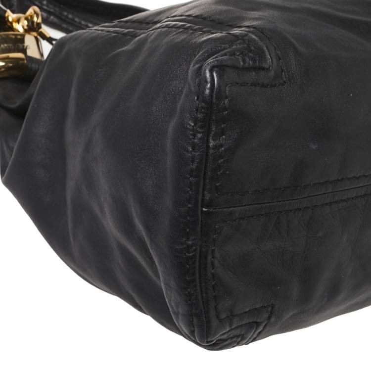 Pre Owned Jimmy Choo Black Leather Medium Saba Hobo