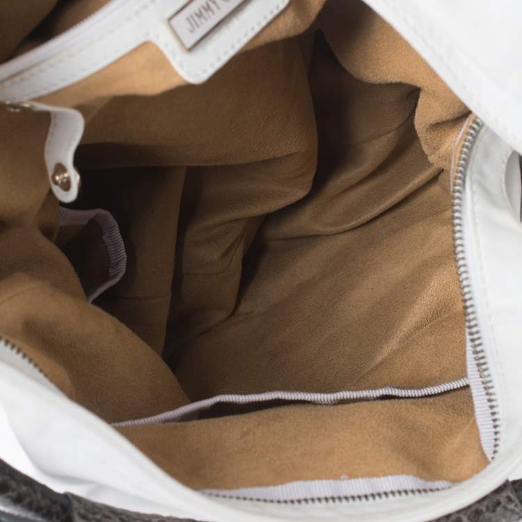 Pre Owned Jimmy Choo White Leather Sky Bangle Hobo