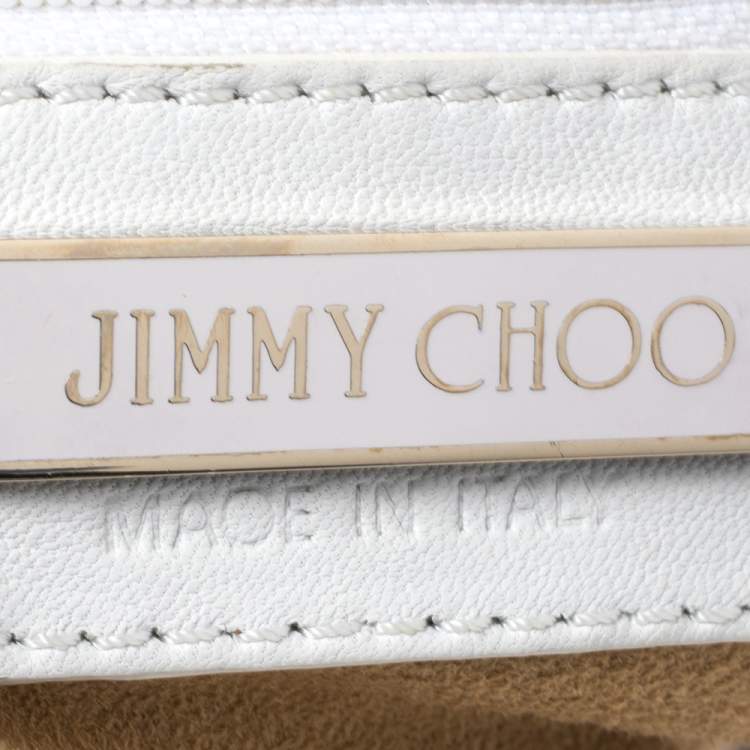 Pre Owned Jimmy Choo White Leather Sky Bangle Hobo