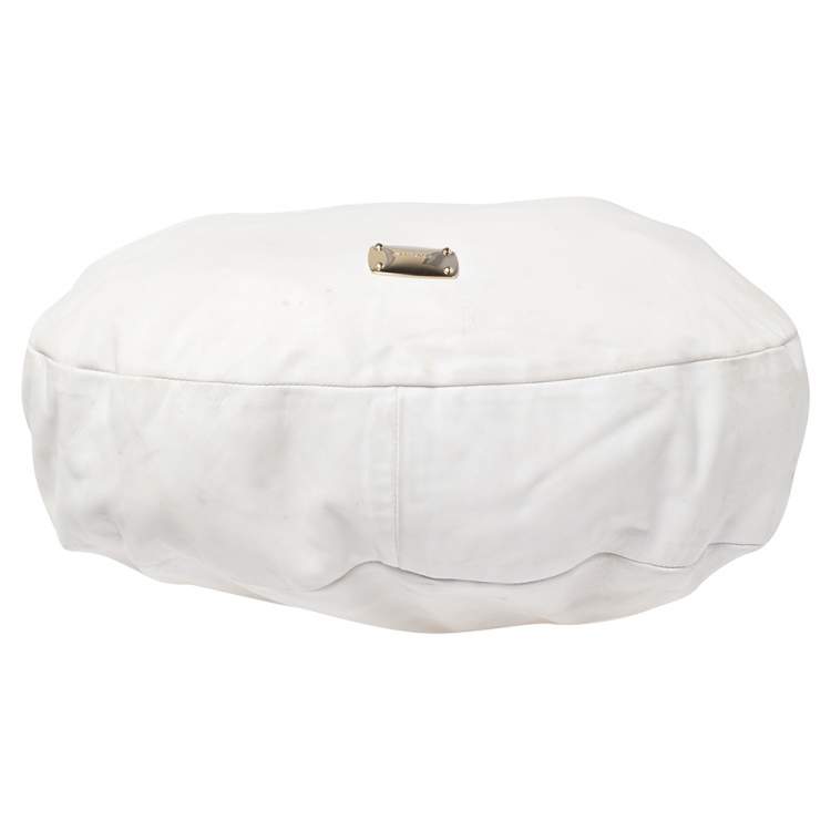 Pre Owned Jimmy Choo White Leather Sky Bangle Hobo
