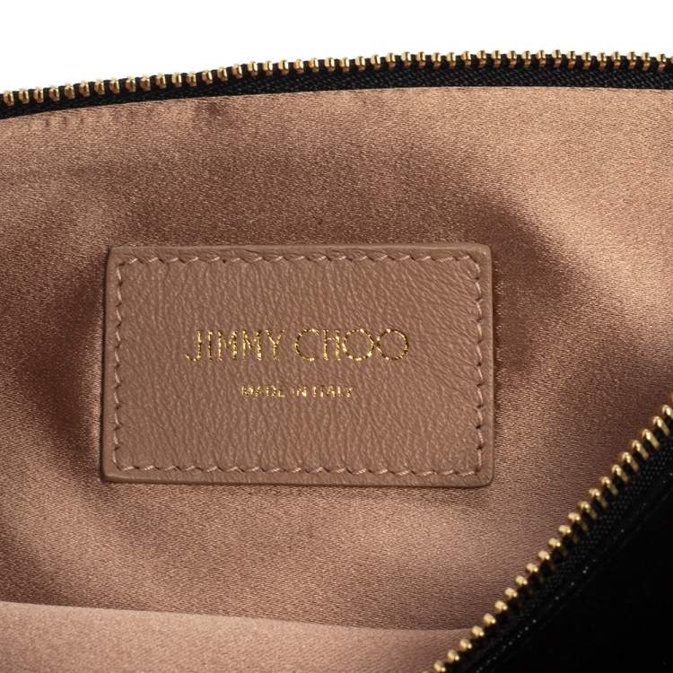 Pre Owned Jimmy Choo Black Shimmery Suede Callie Clutch 