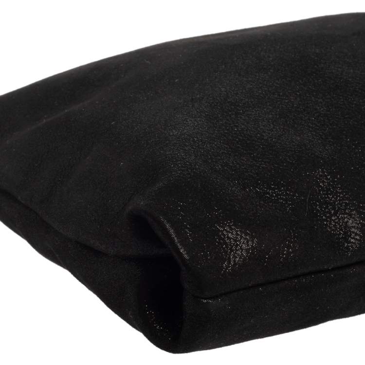 Pre Owned Jimmy Choo Black Shimmery Suede Callie Clutch 