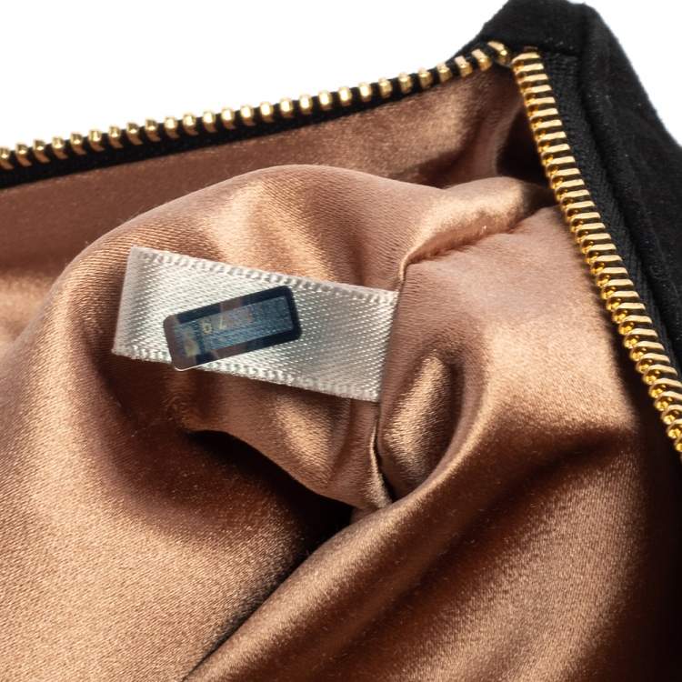 Pre Owned Jimmy Choo Black Shimmery Suede Callie Clutch 