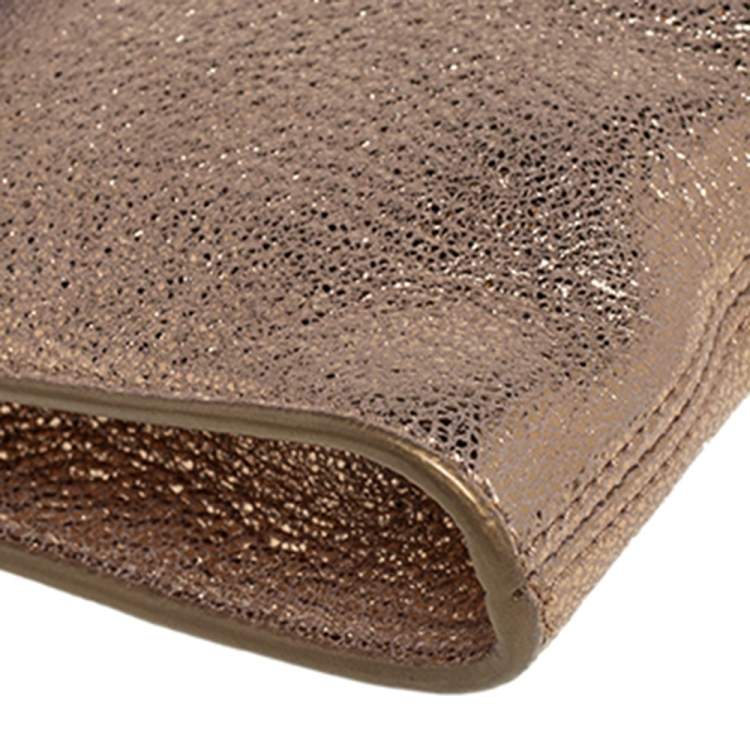 Pre Owned Jimmy Choo Gold Glitter And Leather Rebel Clutch