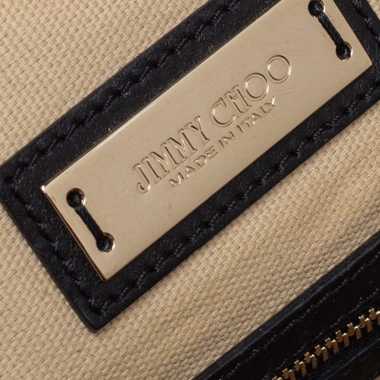 Pre Owned Jimmy Choo Black/Beige Leather Justine Satchel