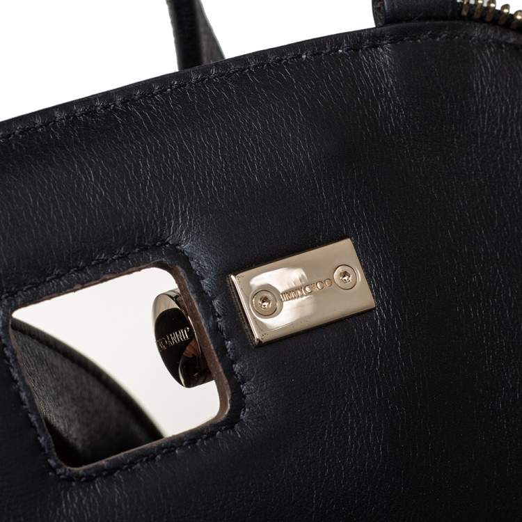 Pre Owned Jimmy Choo Black/Beige Leather Justine Satchel