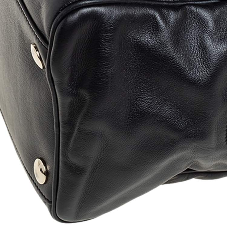 Pre Owned Jimmy Choo Black/Beige Leather Justine Satchel