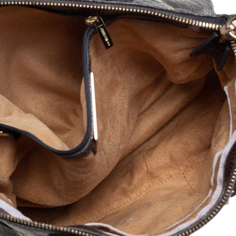 Pre Owned Jimmy Choo Metallic Grey Snakeskin Embossed Leather Rhea Tote