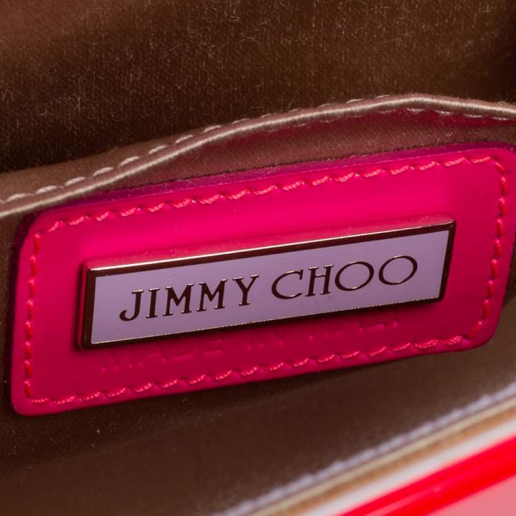 Pre Owned Jimmy Choo Neon Pink Acrylic Candy Clutch Bag