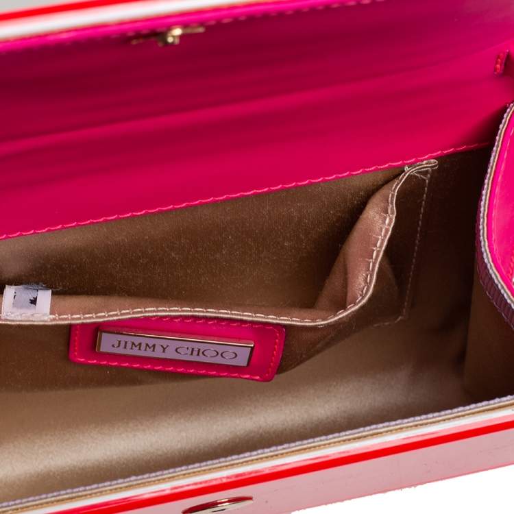 Pre Owned Jimmy Choo Neon Pink Acrylic Candy Clutch Bag