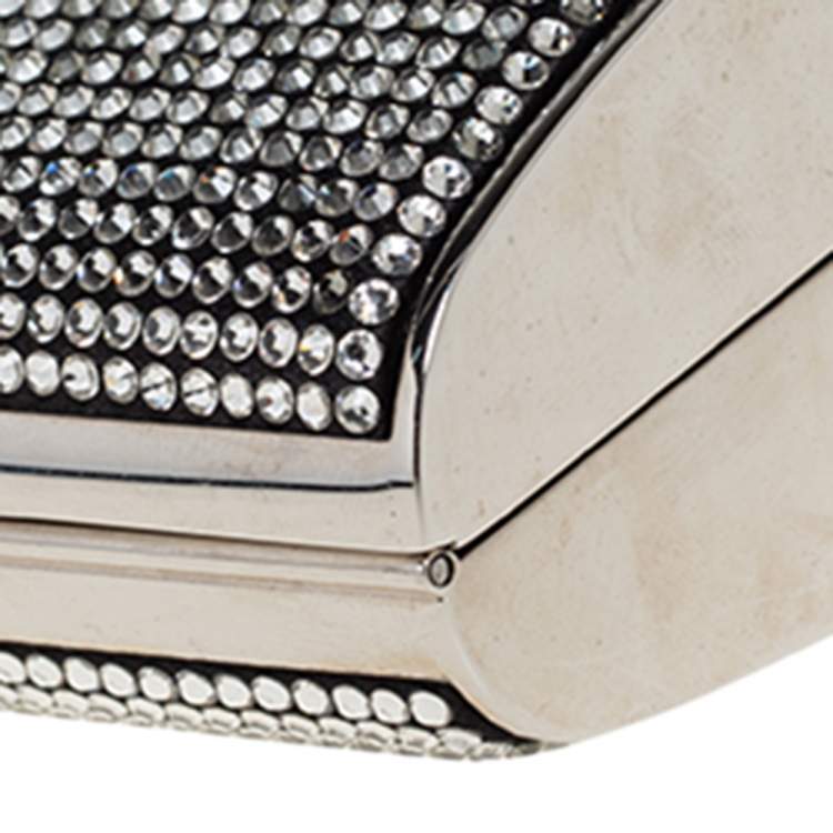 Pre Owned Jimmy Choo Silver/Black Crystal Embellished Clutch