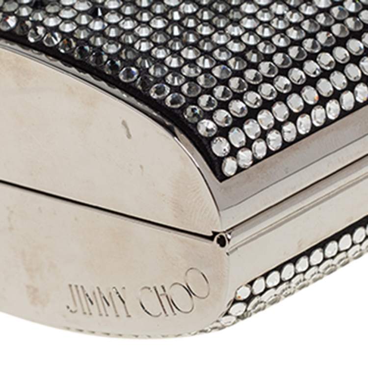 Pre Owned Jimmy Choo Silver/Black Crystal Embellished Clutch