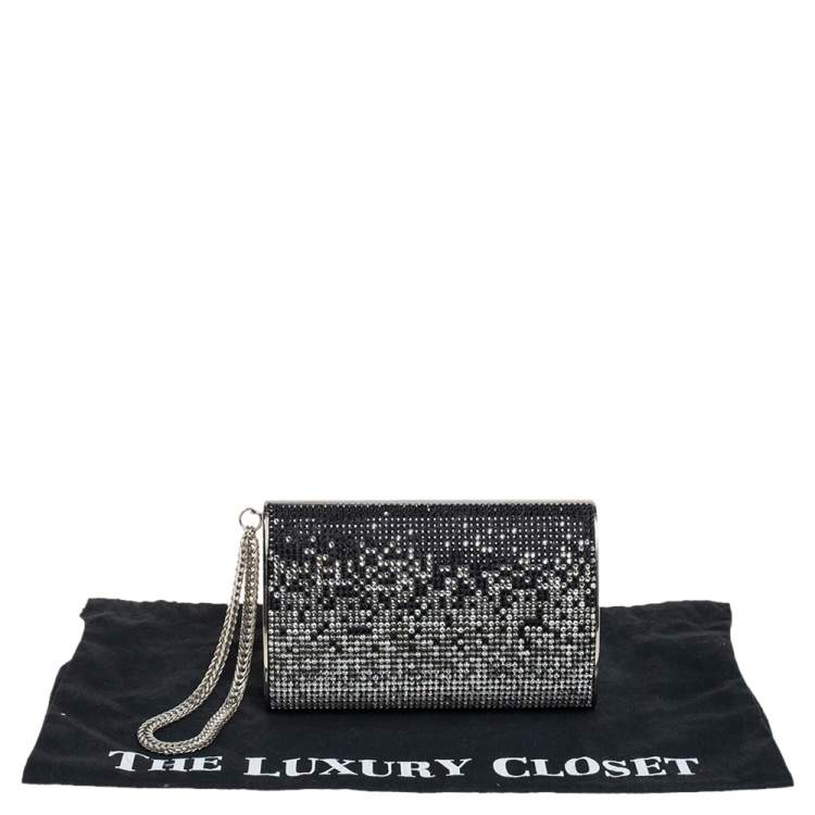Pre Owned Jimmy Choo Silver/Black Crystal Embellished Clutch
