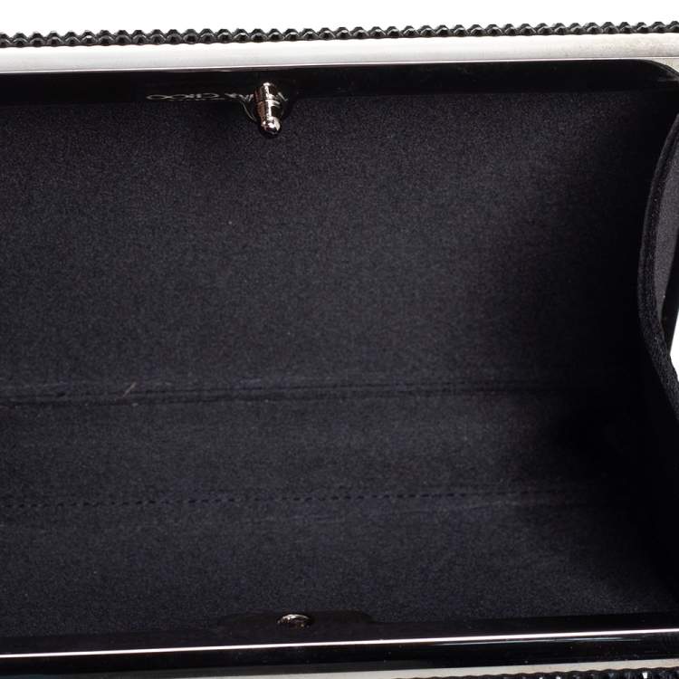 Pre Owned Jimmy Choo Silver/Black Crystal Embellished Clutch