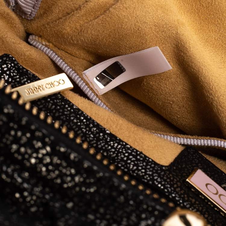 Pre Owned Jimmy Choo Black Shimmery Suede Blythe M Bag
