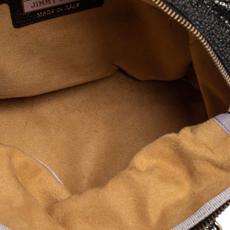 Pre Owned Jimmy Choo Black Shimmery Suede Blythe M Bag