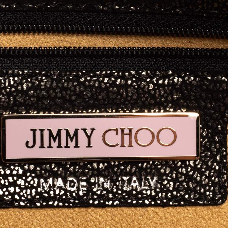 Pre Owned Jimmy Choo Black Shimmery Suede Blythe M Bag