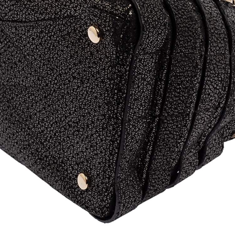 Pre Owned Jimmy Choo Black Shimmery Suede Blythe M Bag