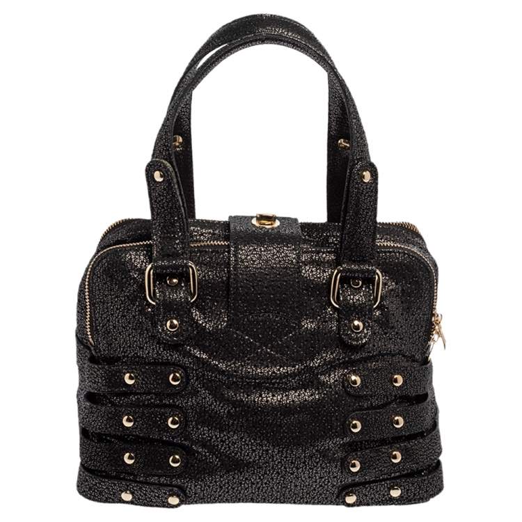 Pre Owned Jimmy Choo Black Shimmery Suede Blythe M Bag