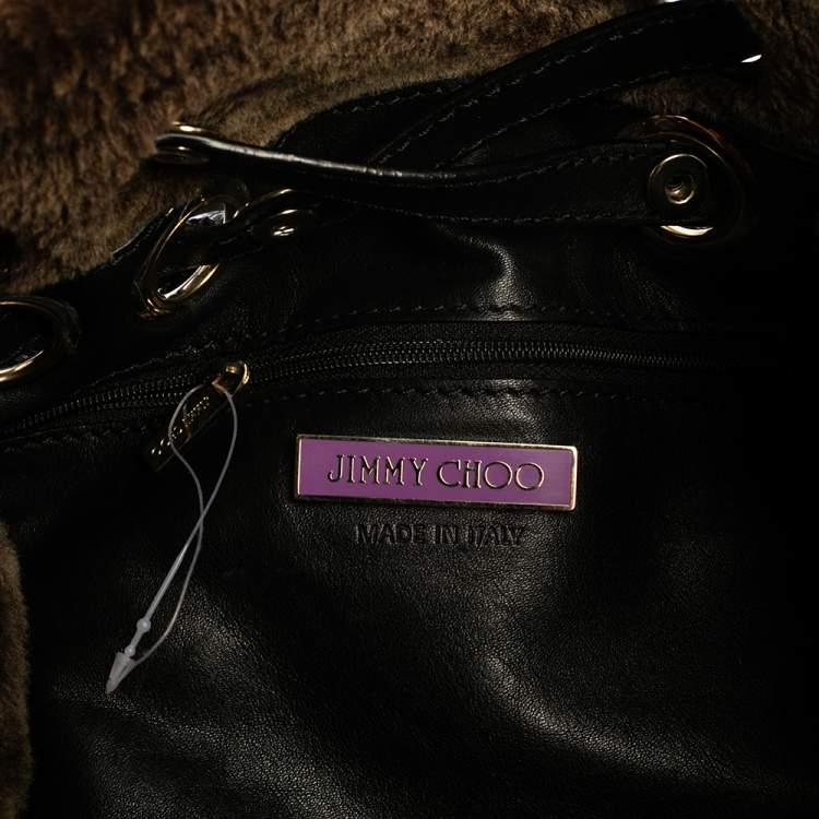 مملوكة مسبقًا Jimmy Choo Black/Brown  Patent Leather and Shearling Ramona Shoulder Bag