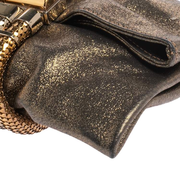 Pre Owned Jimmy Choo Gold Shimmery Leather Chandra Clutch