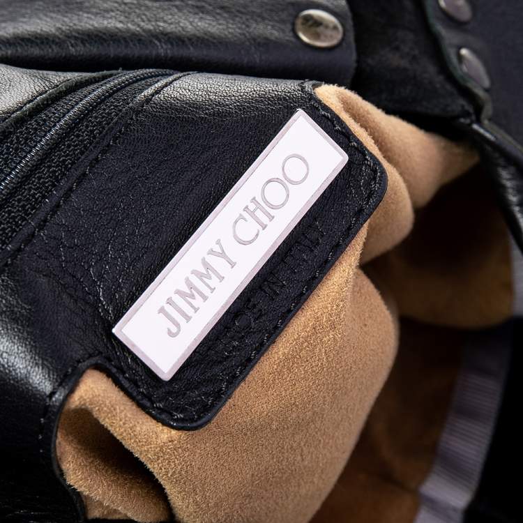 Pre Owned Jimmy Choo Black Studded Leather Saba Hobo