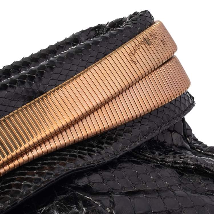 Pre Owned Jimmy Choo Python Oversized Top Zip Clutch 