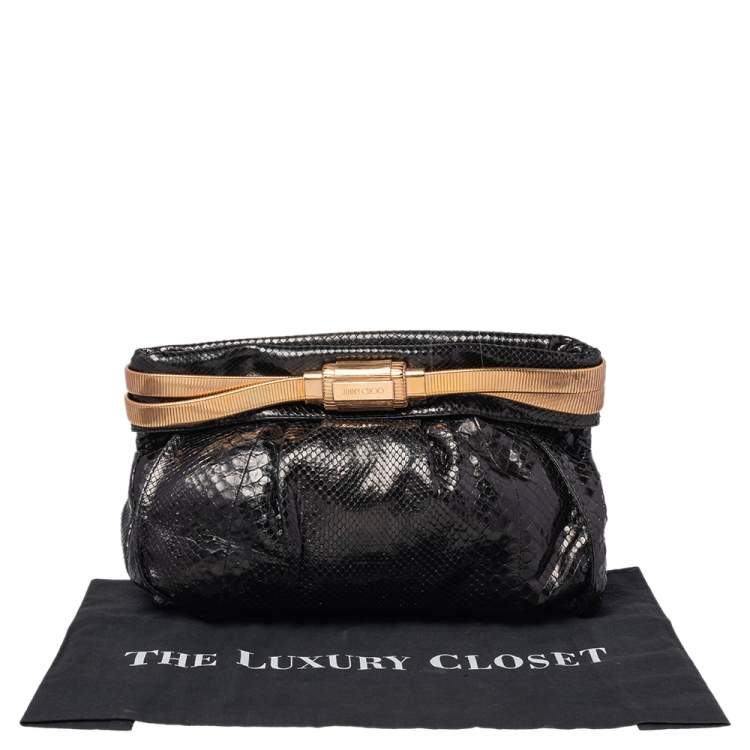 Pre Owned Jimmy Choo Python Oversized Top Zip Clutch 