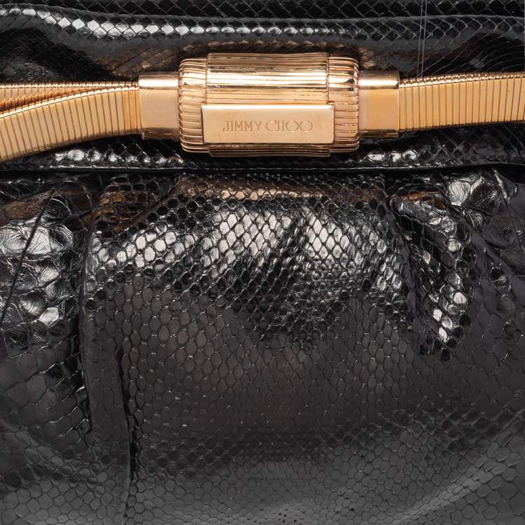 Pre Owned Jimmy Choo Python Oversized Top Zip Clutch 