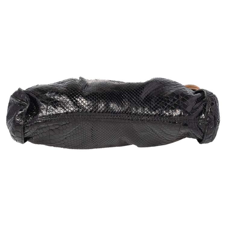 Pre Owned Jimmy Choo Python Oversized Top Zip Clutch 