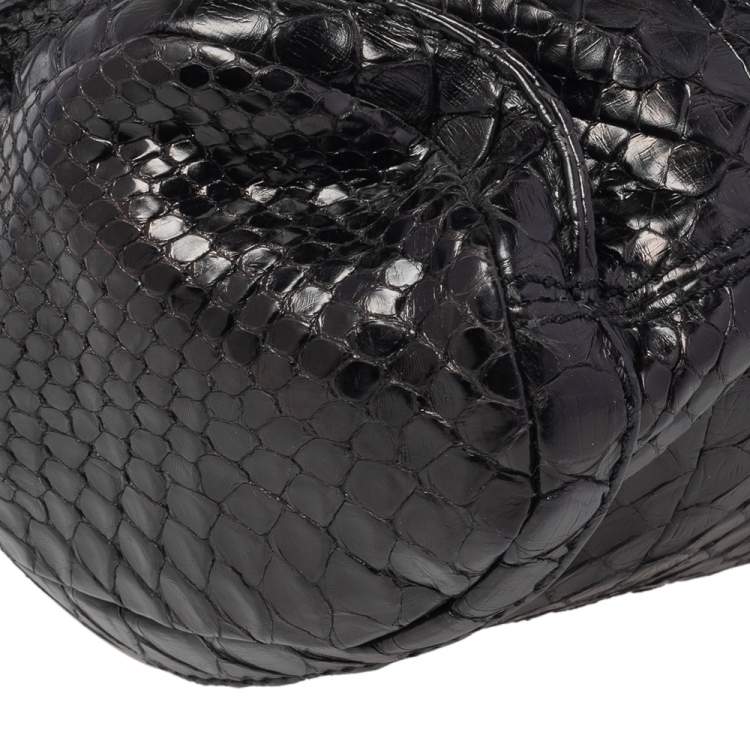 Pre Owned Jimmy Choo Python Oversized Top Zip Clutch 