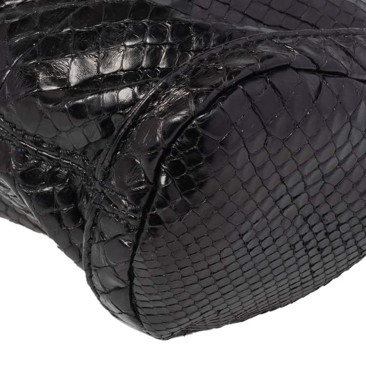 Pre Owned Jimmy Choo Python Oversized Top Zip Clutch 