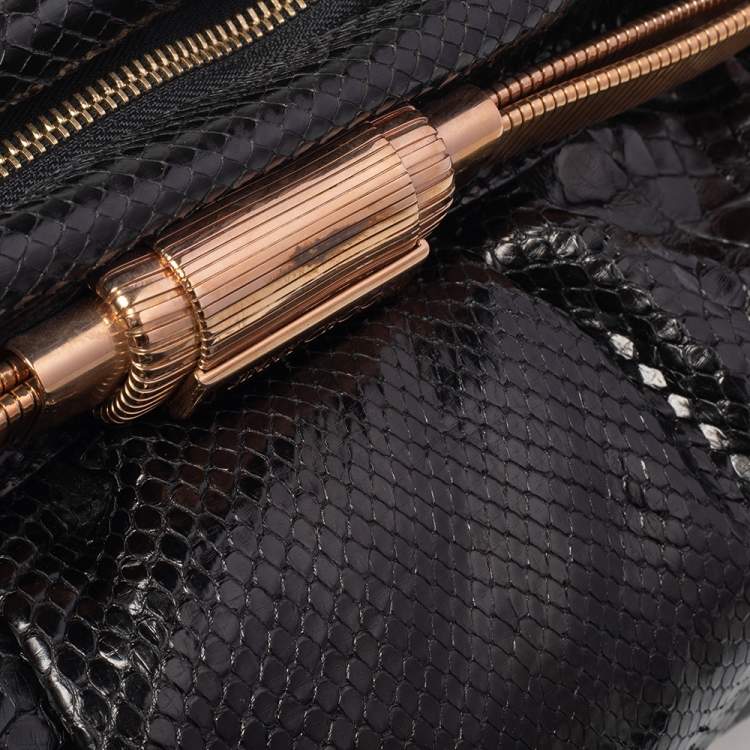 Pre Owned Jimmy Choo Python Oversized Top Zip Clutch 