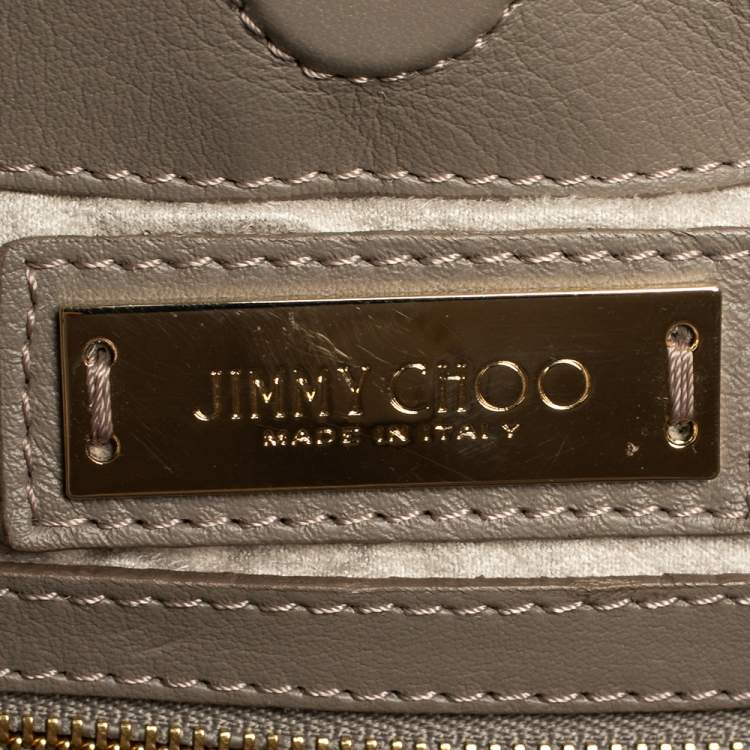 Pre Owned Jimmy Choo Grey/Cream Python and Leather Side Pocket Chain Shoulder Bag