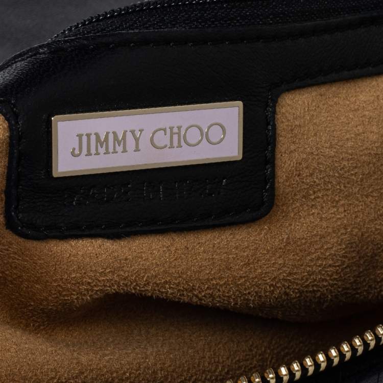 Pre Owned Jimmy Choo Black Python Leather and Suede Carolina Fringe Shoulder Bag