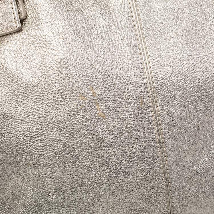 Pre Owned Jimmy Choo Gold Foil Leather Large Tote