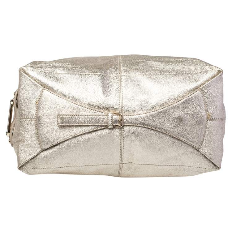 Pre Owned Jimmy Choo Gold Foil Leather Large Tote