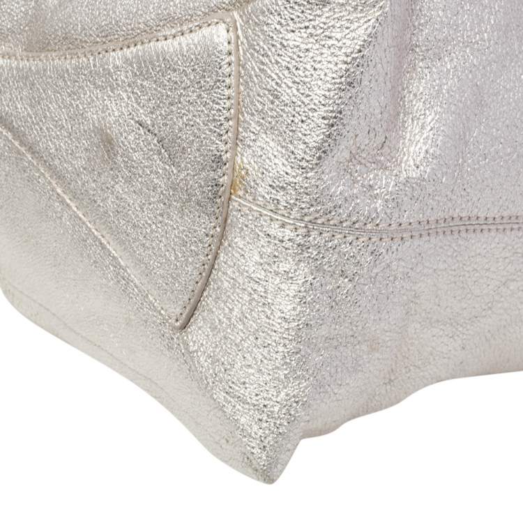 Pre Owned Jimmy Choo Gold Foil Leather Large Tote