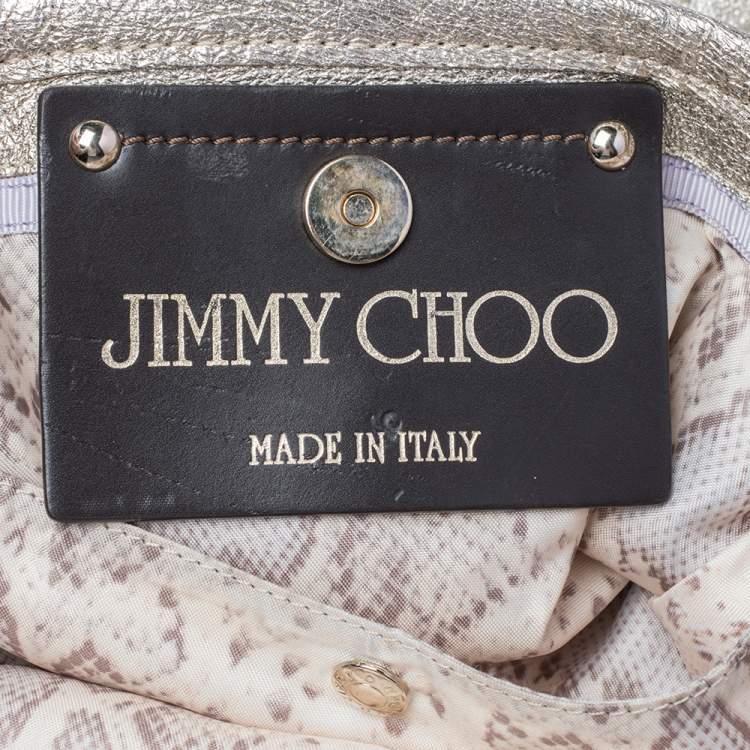Pre Owned Jimmy Choo Gold Foil Leather Large Tote