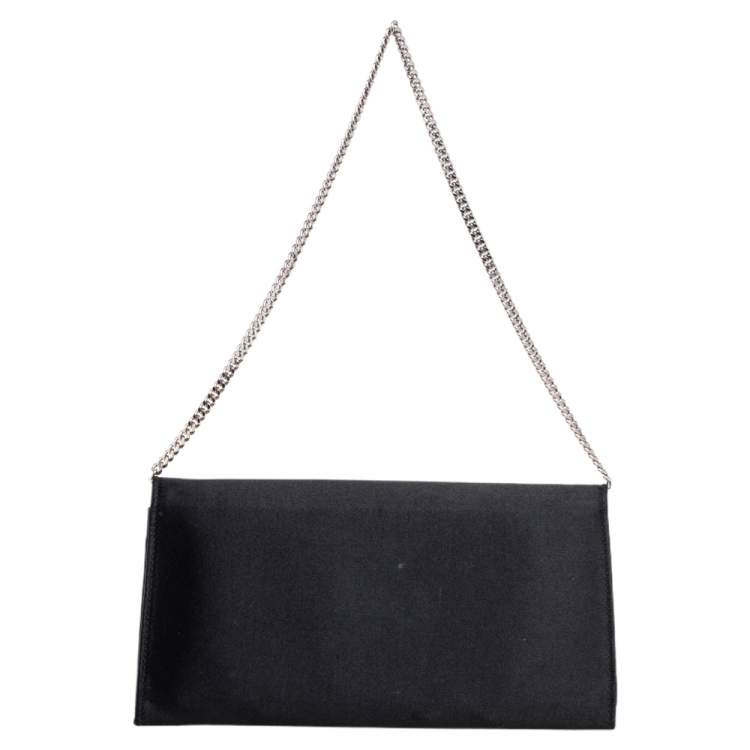 Pre Owned Jimmy Choo Black Satin Margot Chain Clutch