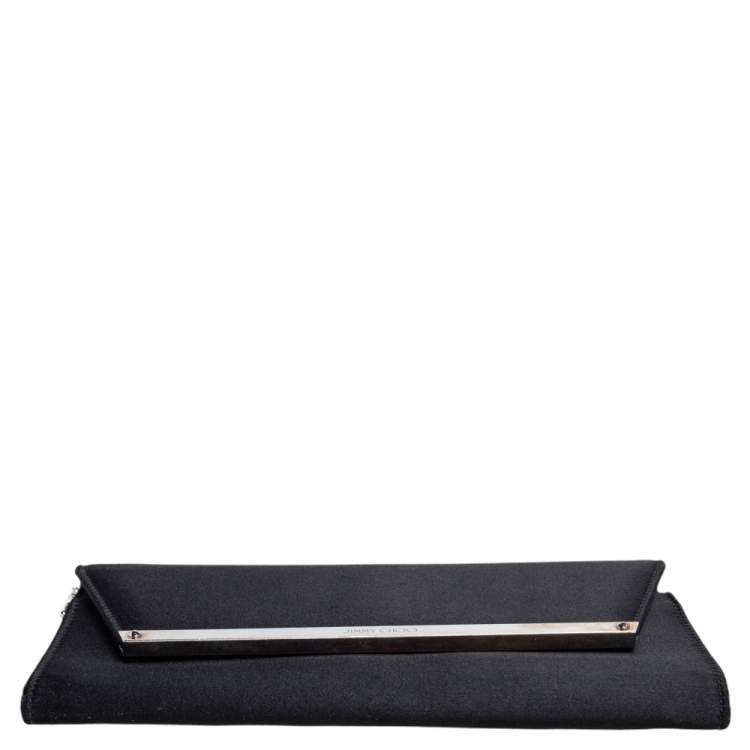 Pre Owned Jimmy Choo Black Satin Margot Chain Clutch