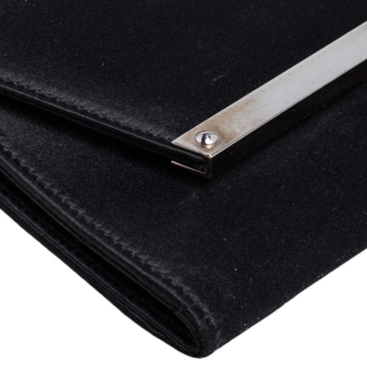 Pre Owned Jimmy Choo Black Satin Margot Chain Clutch